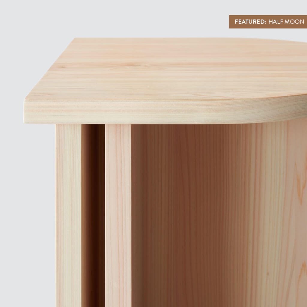 Premium Japanese Hinoki Wood Side Table - Natural Solid Wood Nightstand for Bedroom, Living Room & Patio - Handcrafted Small End Table with Smooth Finish