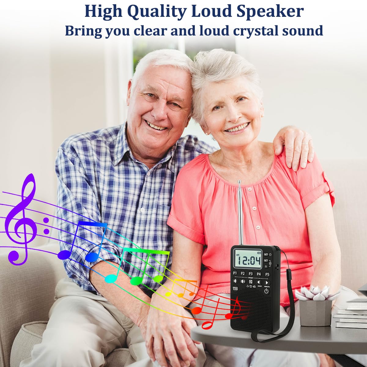 Portable AM FM Pocket Radio with Digital Tuning - Battery Operated Emergency Radio with LCD Screen, Loud Speaker & Alarm Clock | Excellent Reception for Indoor, Outdoor, Camping, Hiking & Emergency Preparedness