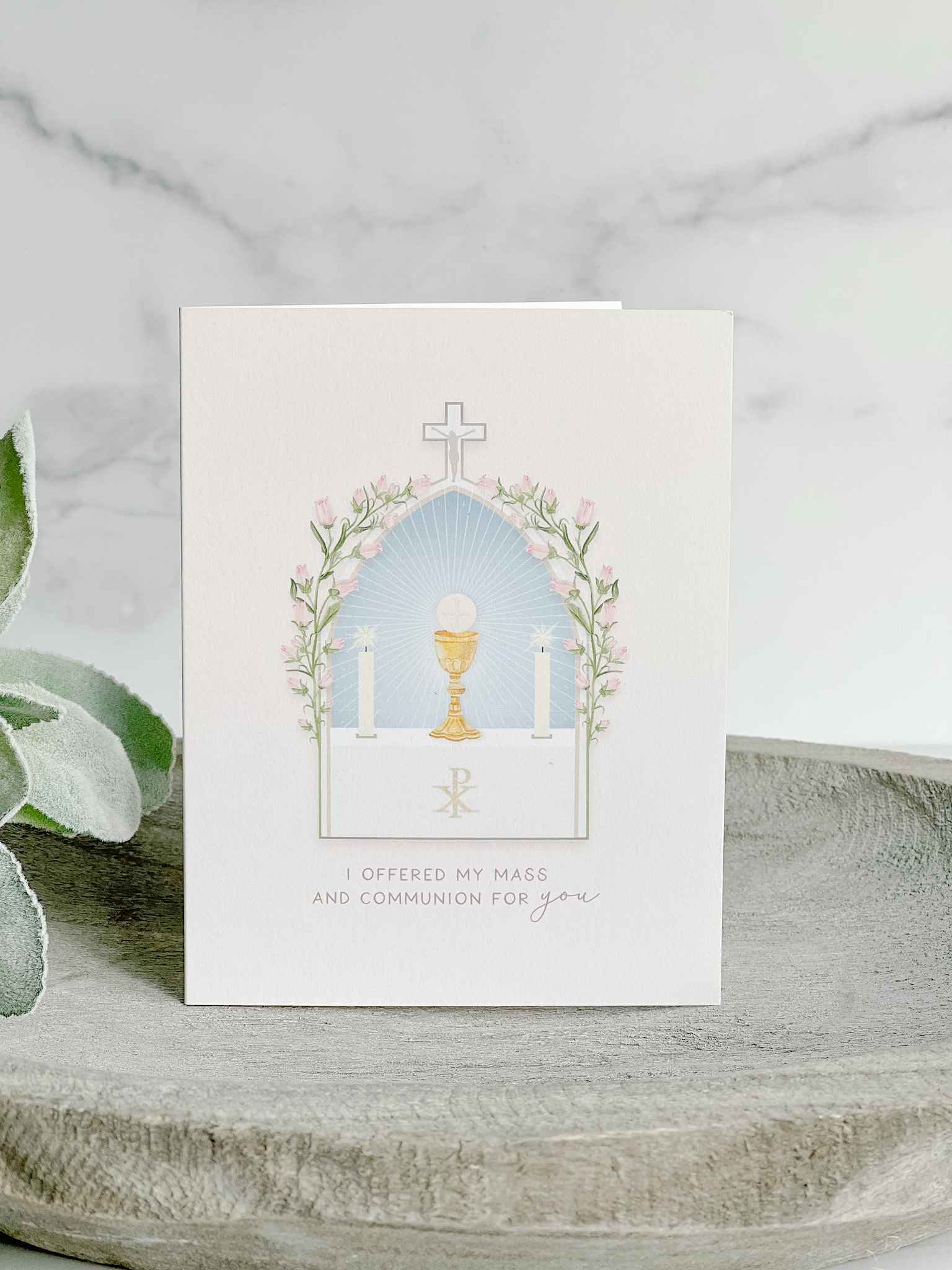 I Prayed For You at Mass Card - Set of 4 Religious Greeting Cards for Catholic Prayer & Encouragement - Perfect for Church, Baptism, First Communion & Sympathy Gifts