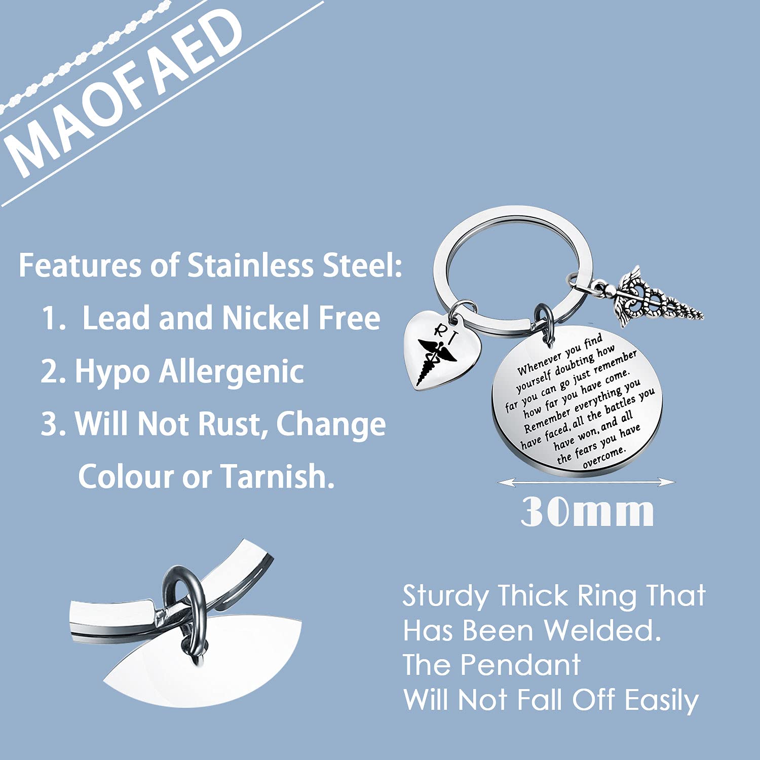 MAOFAED RT Keychain - Inspirational Gift for Respiratory Therapists, RT Students & Graduates - Perfect for Clinicals, Graduation & Daily Motivation