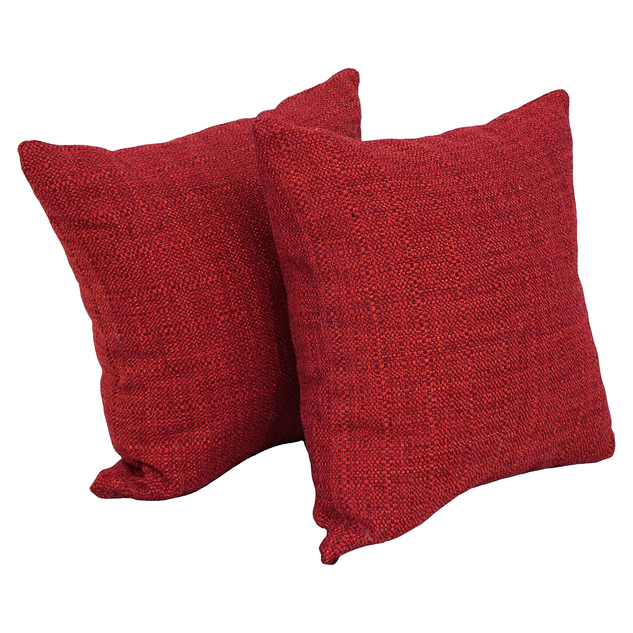 Blazing Needles Square Jacquard Throw Pillows 17 Inch - Set of 2, Welby Pimento Color - Decorative Couch Pillows for Living Room, Sofa & Bed