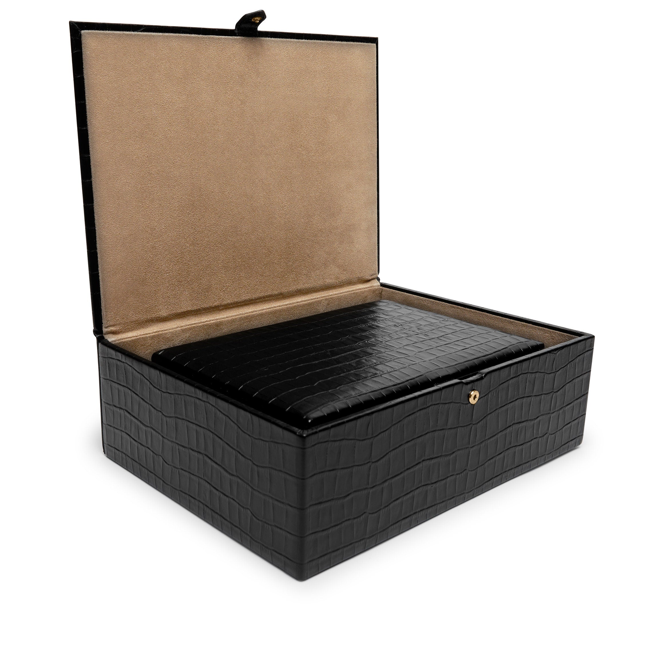 Luxury Black Crocodile Pattern Decorative Box Set - Elegant Storage for Jewelry, Cosmetics & Home Decor
