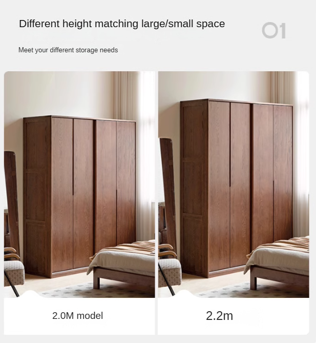 Solid Oak Wood Sliding Door Wardrobe Closet - Modern & Spacious Storage for Bedroom, Walk-In Closet, or Living Room Organization