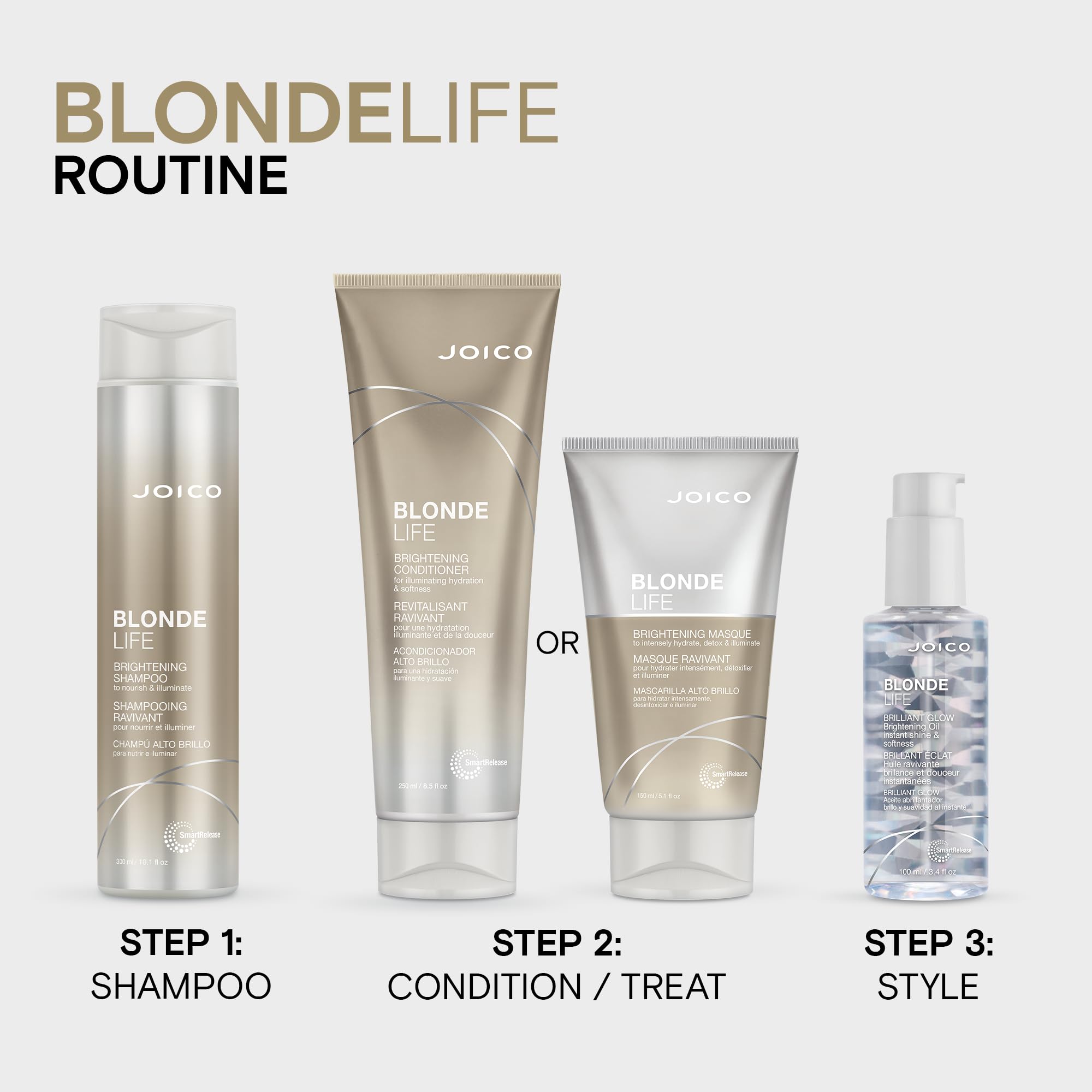Joico Blonde Life Brightening Shampoo for Blonde Hair - Sulfate Free with Monoi & Tamanu Oil - Adds Softness & Smoothness - 10.1 Fl Oz - Perfect for Color-Treated & Highlighted Hair at Home or Salon