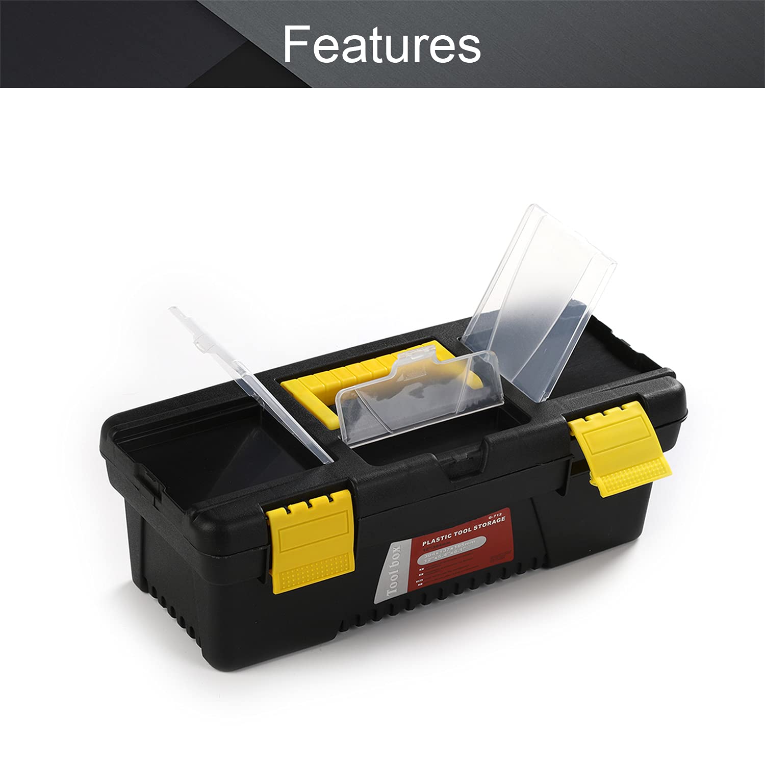 Utoolmart 12-Inch Heavy Duty Plastic Tool Box with Removable Tray - Portable Tool Organizer for Tools, Hardware, DIY Supplies, Toys & Art Storage (12