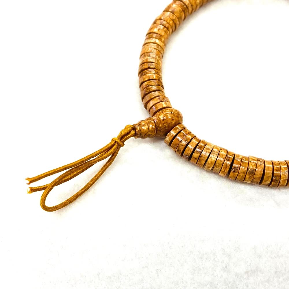 108 Gemstone Flat Beads Bracelet - Japanese Juzu Rosary Prayer Beads for Meditation, Chakra Balancing & Spiritual Healing | Handmade in Kyoto with Bodhi Wood | Perfect Birthday Gift for Men, Yoga Practitioners & Buddhist Devotees