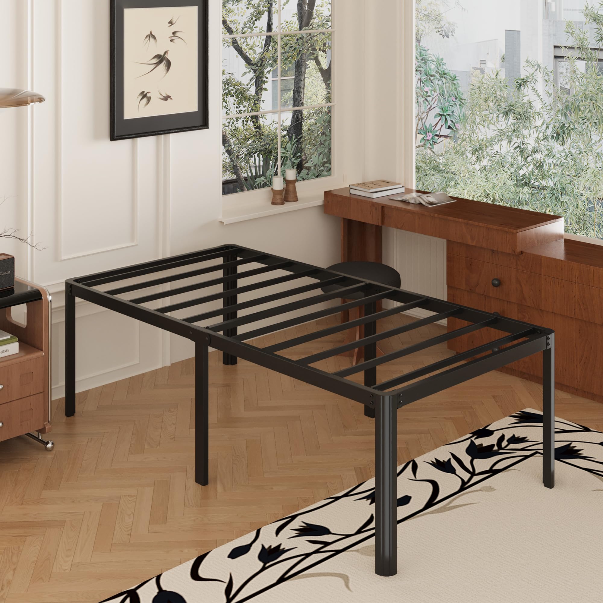 24 Inch High Twin Bed Frame with Rounded Corner Legs - Heavy Duty Metal Platform Bed Frame, No Box Spring Needed - Easy Assembly, Noise Free, Black - Perfect for Kids Rooms, Guest Beds & Small Spaces