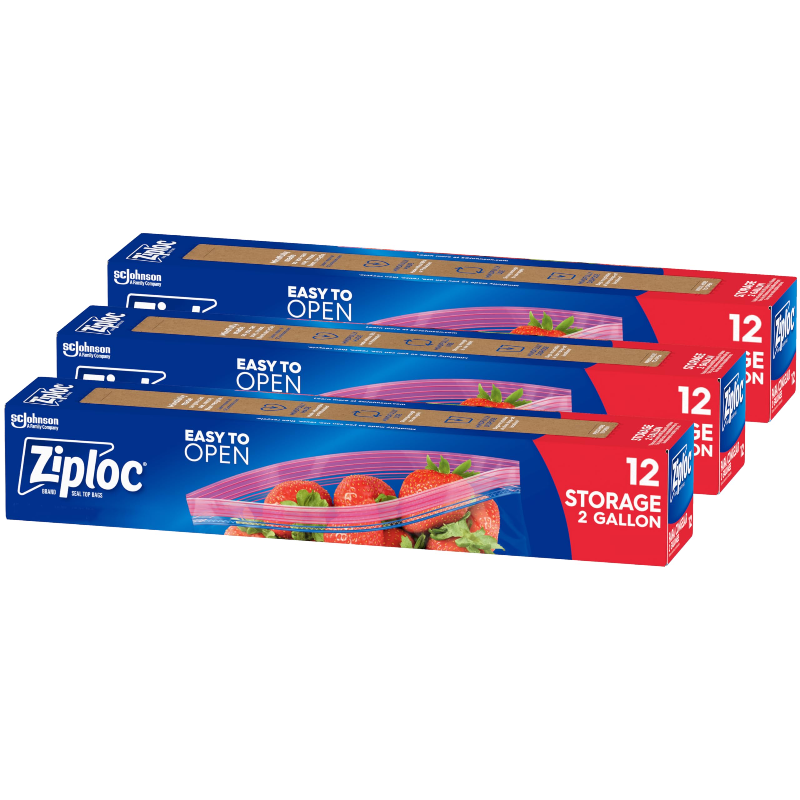 Ziploc 2 Gallon Food Storage Bags with Grip 'n Seal Technology - 36 Count for Easy Grip, Open & Close | Perfect for Freezer, Meal Prep & Leftovers Storage