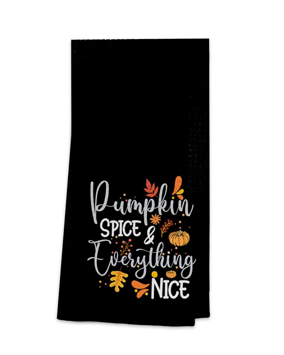 OHSUL Pumpkin Spice Fall Thanksgiving Kitchen Towels - Super Absorbent Dish Towels & Dishcloths for Kitchen, Autumn Harvest Halloween Farmhouse Decor - Perfect for Holiday Cooking, Bathroom Decor & Cozy Home Styling