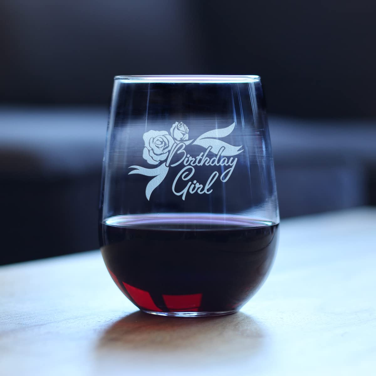 Personalized Stemless Wine Glass for Women - 17oz Birthday Gift Idea with 'Birthday Girl' Design - Perfect for Bachelorette Parties, Bridal Showers & Girls Night Out