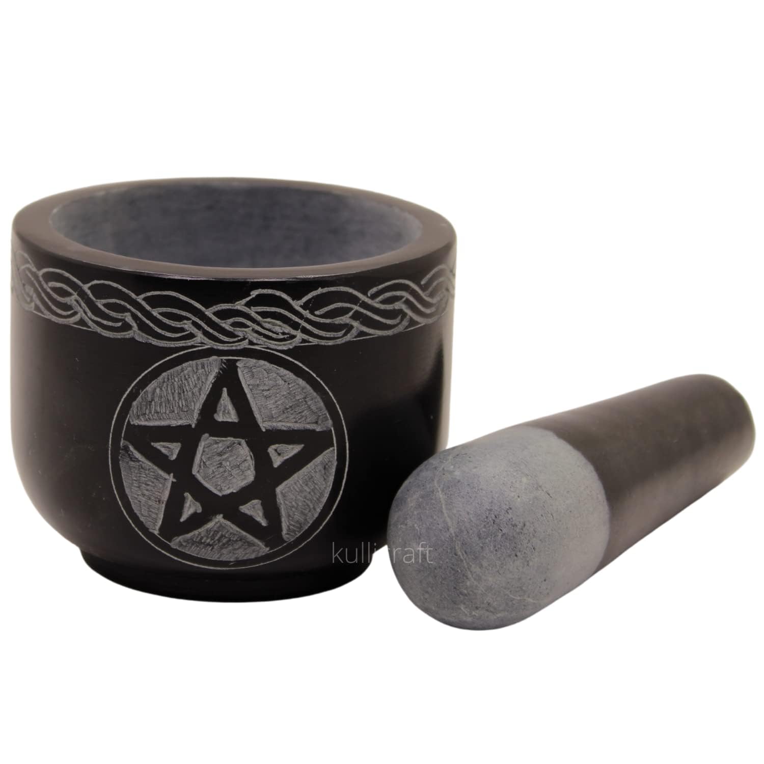 Premium Black Stone Mortar and Pestle Set - Solid Granite Spice Grinder for Herbs, Garlic, Ginger & Guacamole | Perfect for Kitchen, Cooking & Ayurvedic Remedies