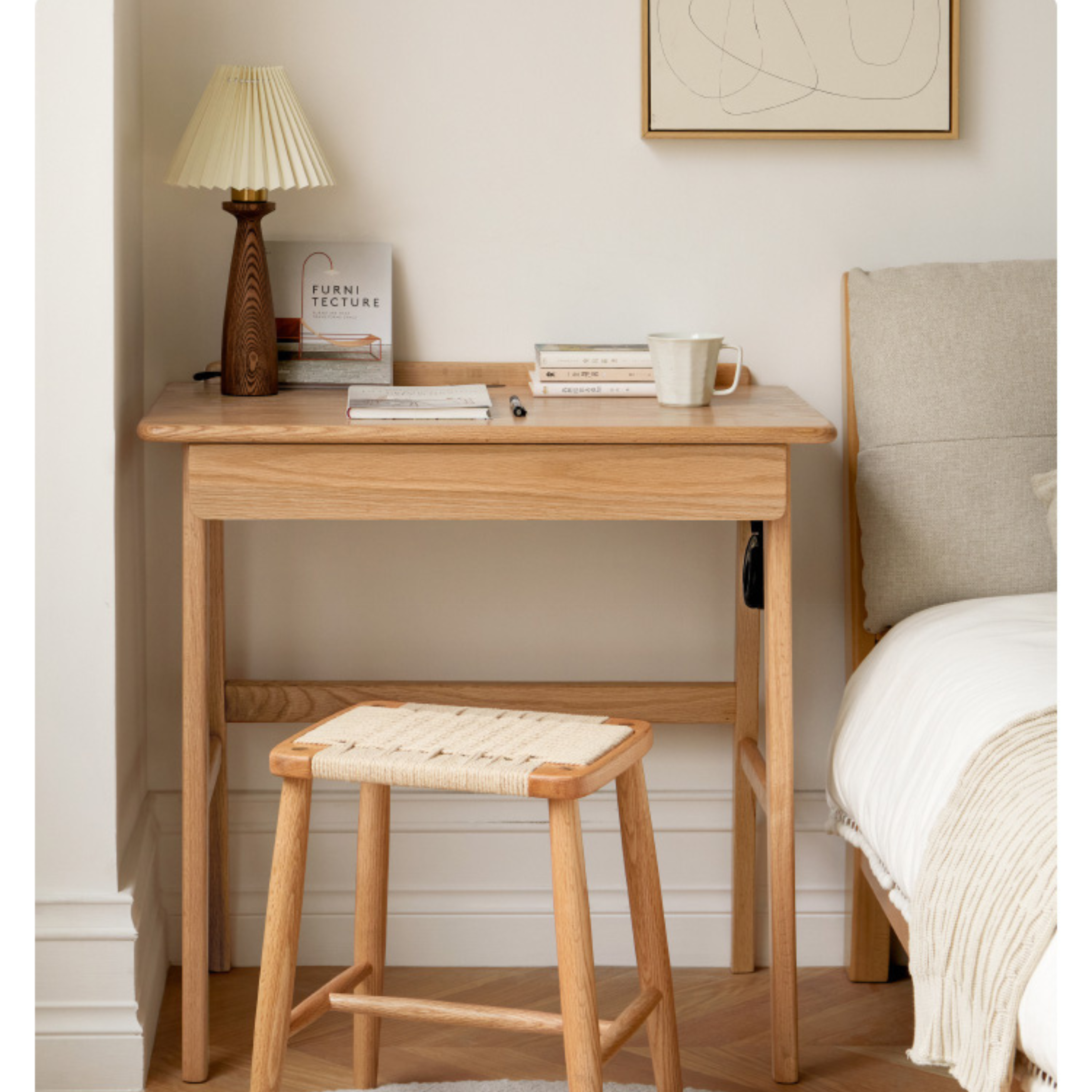 Solid Oak Wood Office Desk - Modern Console Table for Home & Office - Perfect for Workspaces, Living Rooms & Entryways