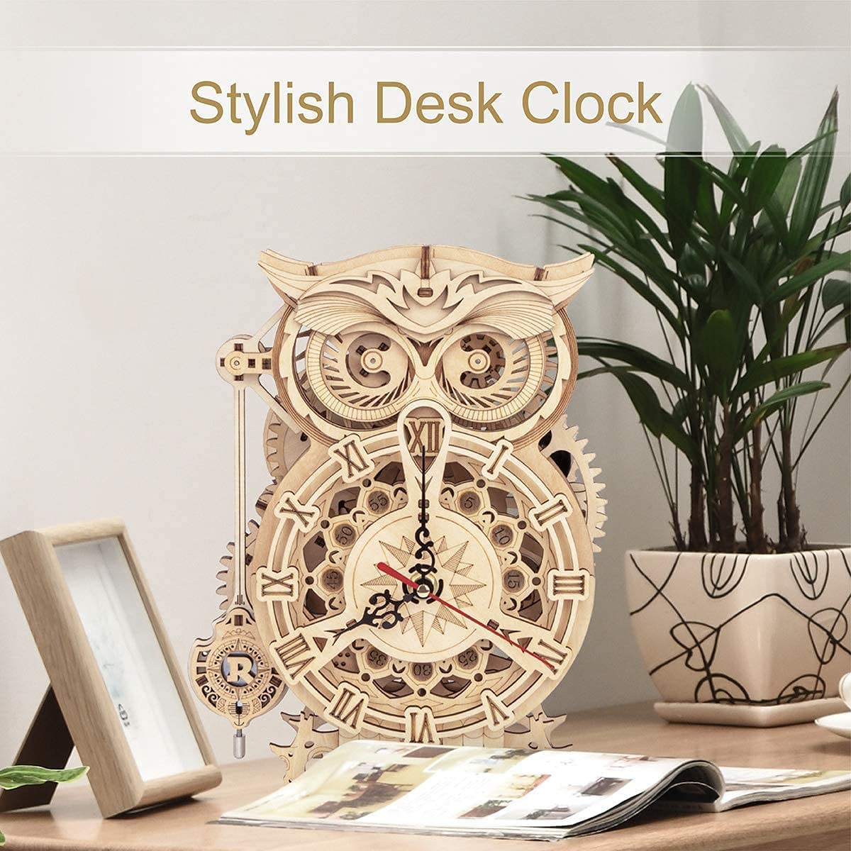 ROKR 3D Wooden Puzzles for Adults - Owl Clock & Film Projector Bundle, DIY Craft Kit, Unique Gift for Men Women, Home Office Decor | Perfect for Stress Relief, STEM Learning & Family Bonding Activities