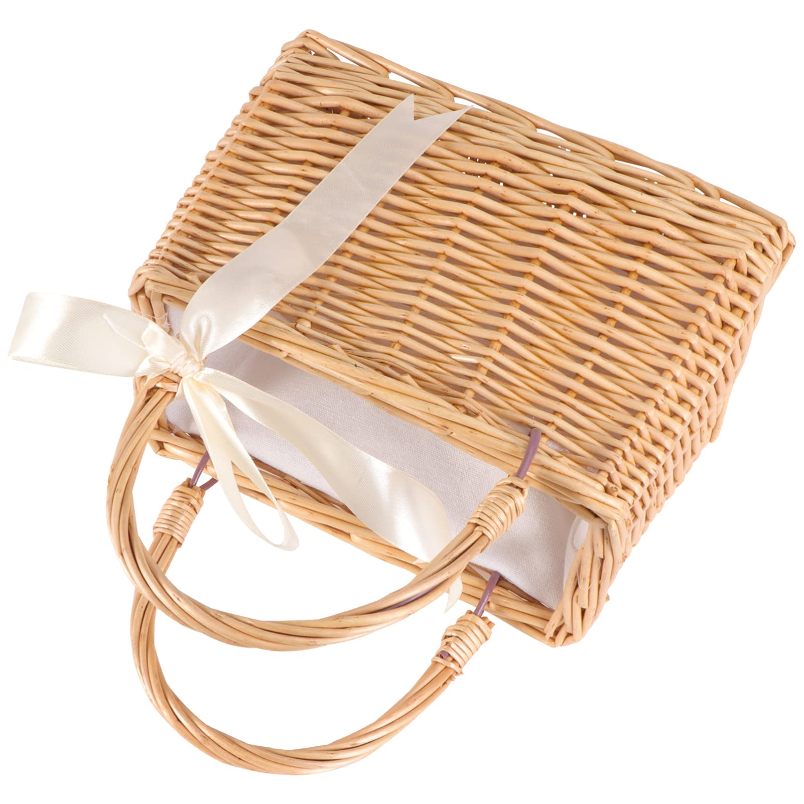 DOITOOL Rattan Woven Basket - Portable Flower Basket for Wedding, Easter, Home Decor, Egg Storage, Dried Flowers | Perfect for Wedding Flower Girl, Party Decor, and Rustic Home Organizing