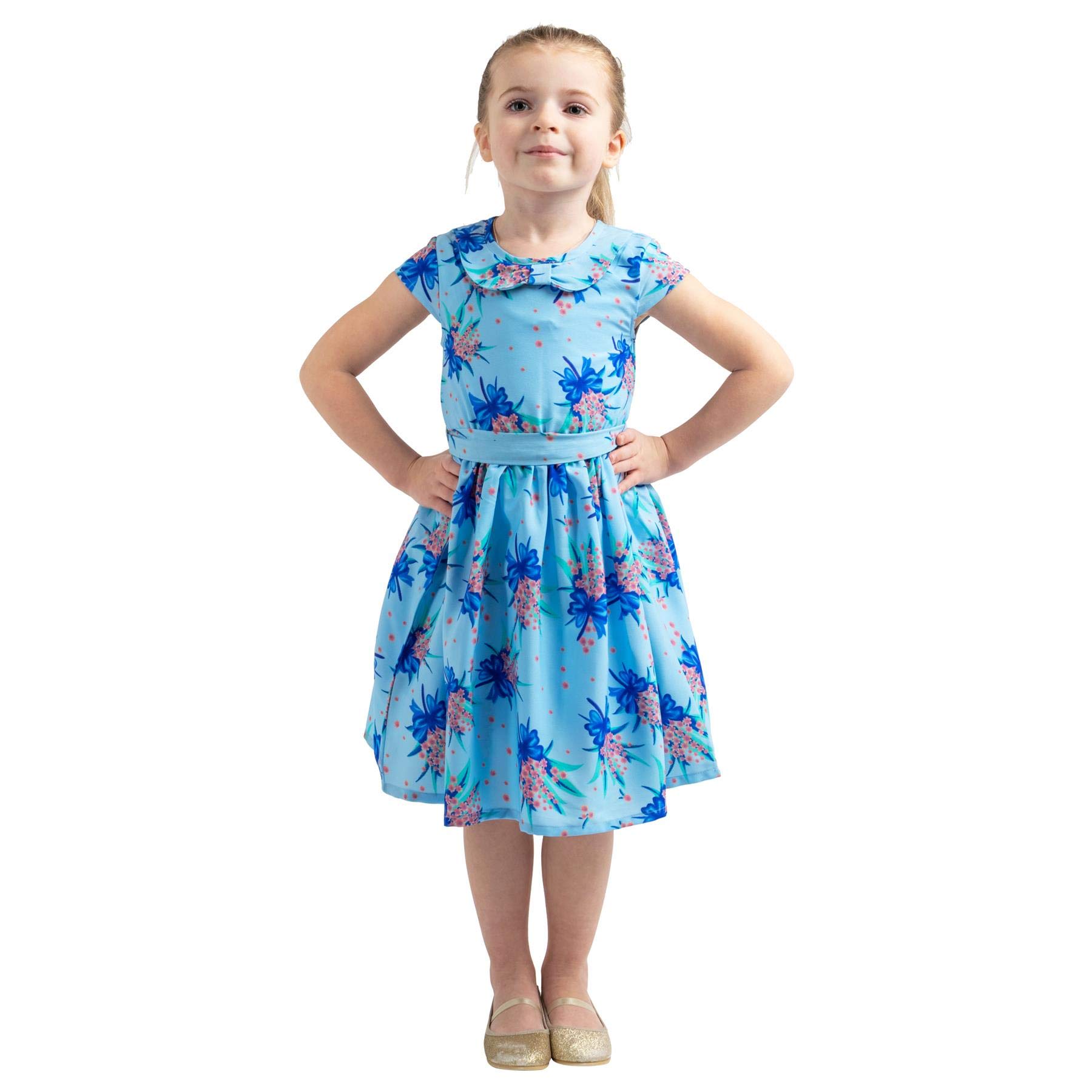 Miss Lavish London Girl's Casual Summer Dress - Peter Pan Collar Sleeveless Party Dress for Kids Ages 3-12 | Perfect for Birthday Parties, School Events & Family Outings
