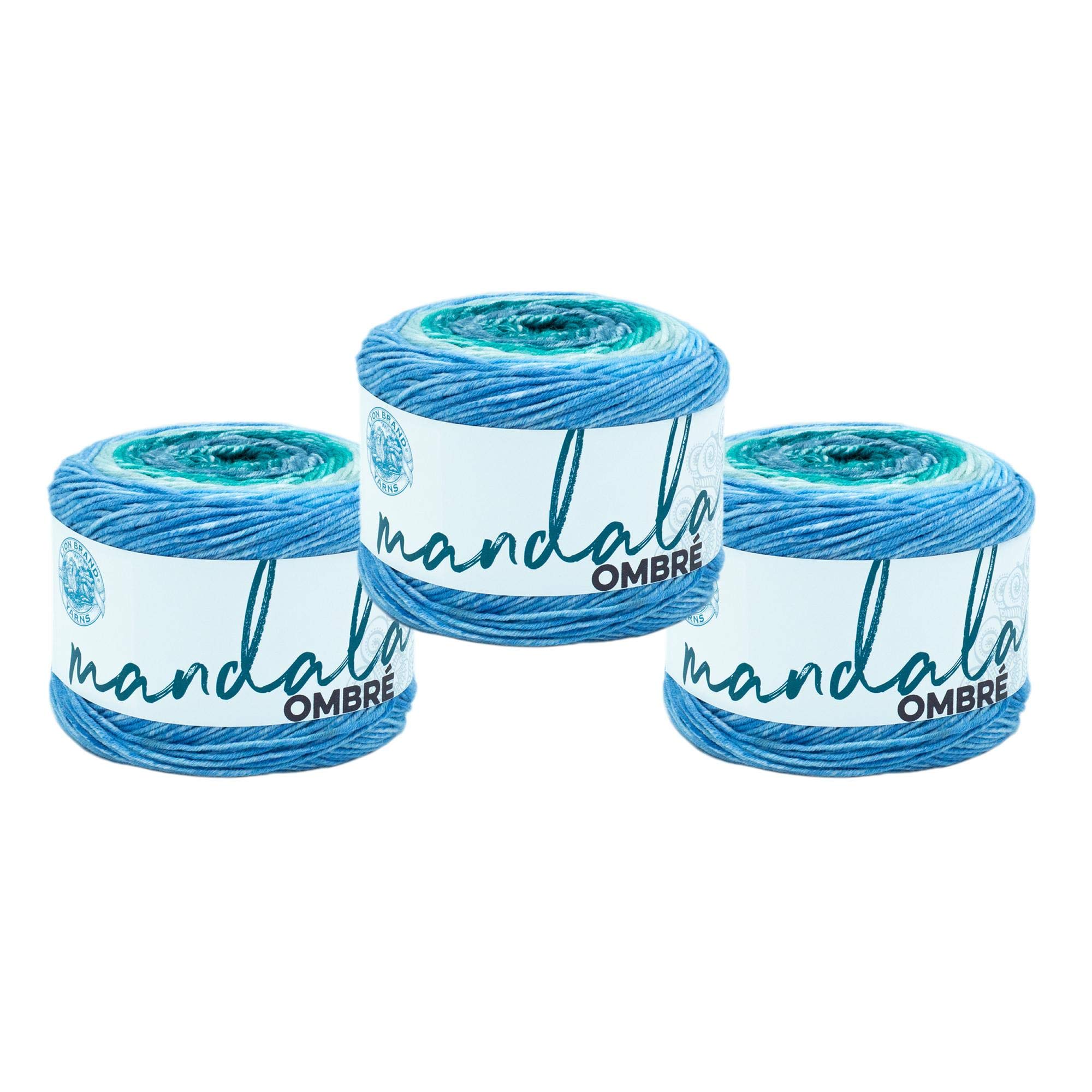 Lion Brand Yarn Mandala Ombré - 3-Pack Soft Crochet & Knitting Yarn with Vibrant Colors | Perfect for Blankets, Scarves, and DIY Crafts