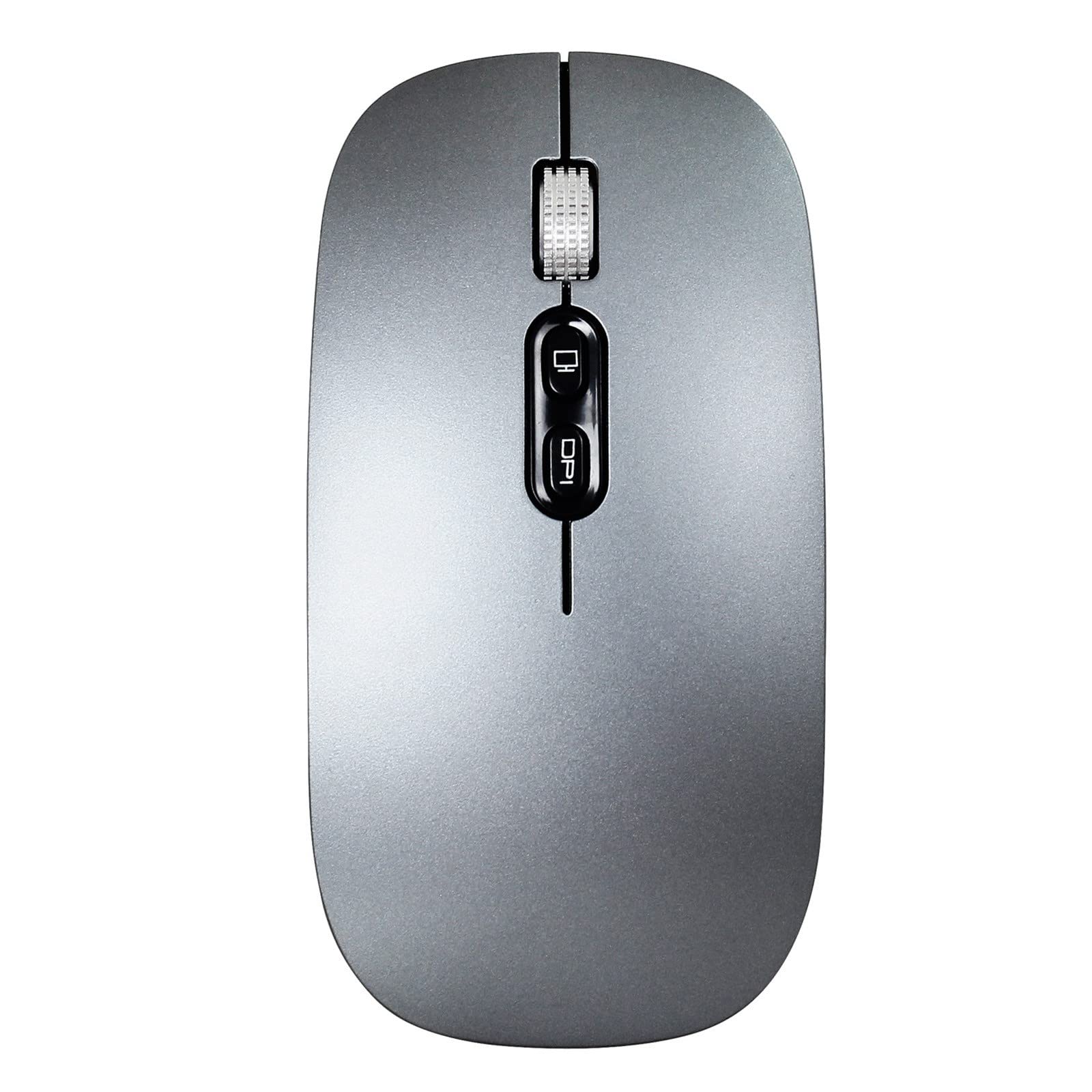 Wireless Bluetooth Mouse - Slim Dual Mode (Bluetooth 5.1 & USB 2.4GHz) Rechargeable Silent Mouse for Laptop, PC, Mac - Ergonomic Gaming Mouse with Noiseless Click (Grey) - Perfect for Office, Home & Travel Use