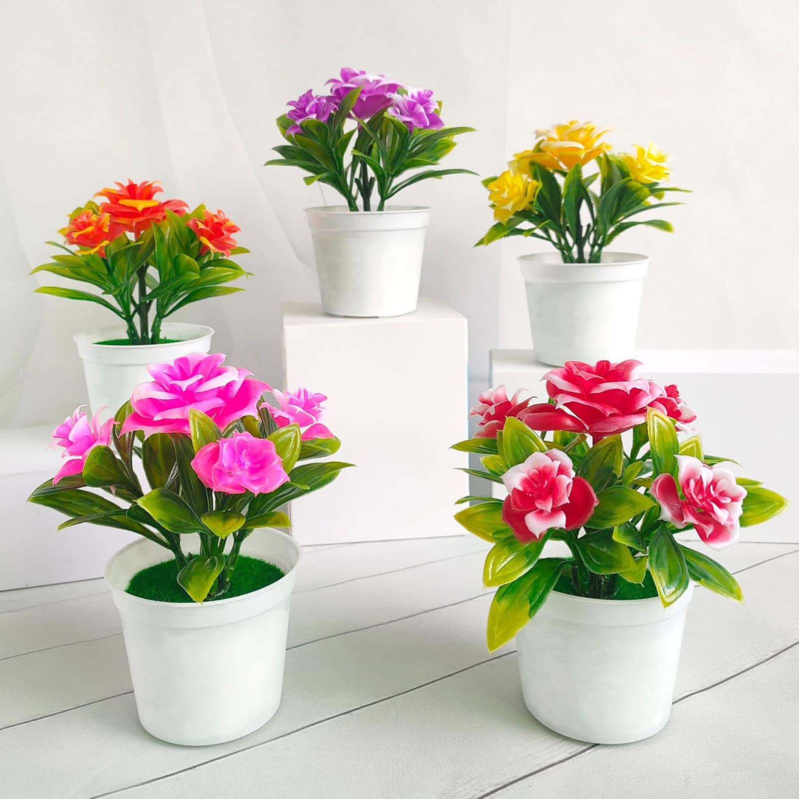 Artificial Flowers in Vase - Yellow Fake Floral Arrangement for Table Decor, Kitchen & Dining Room Centerpiece