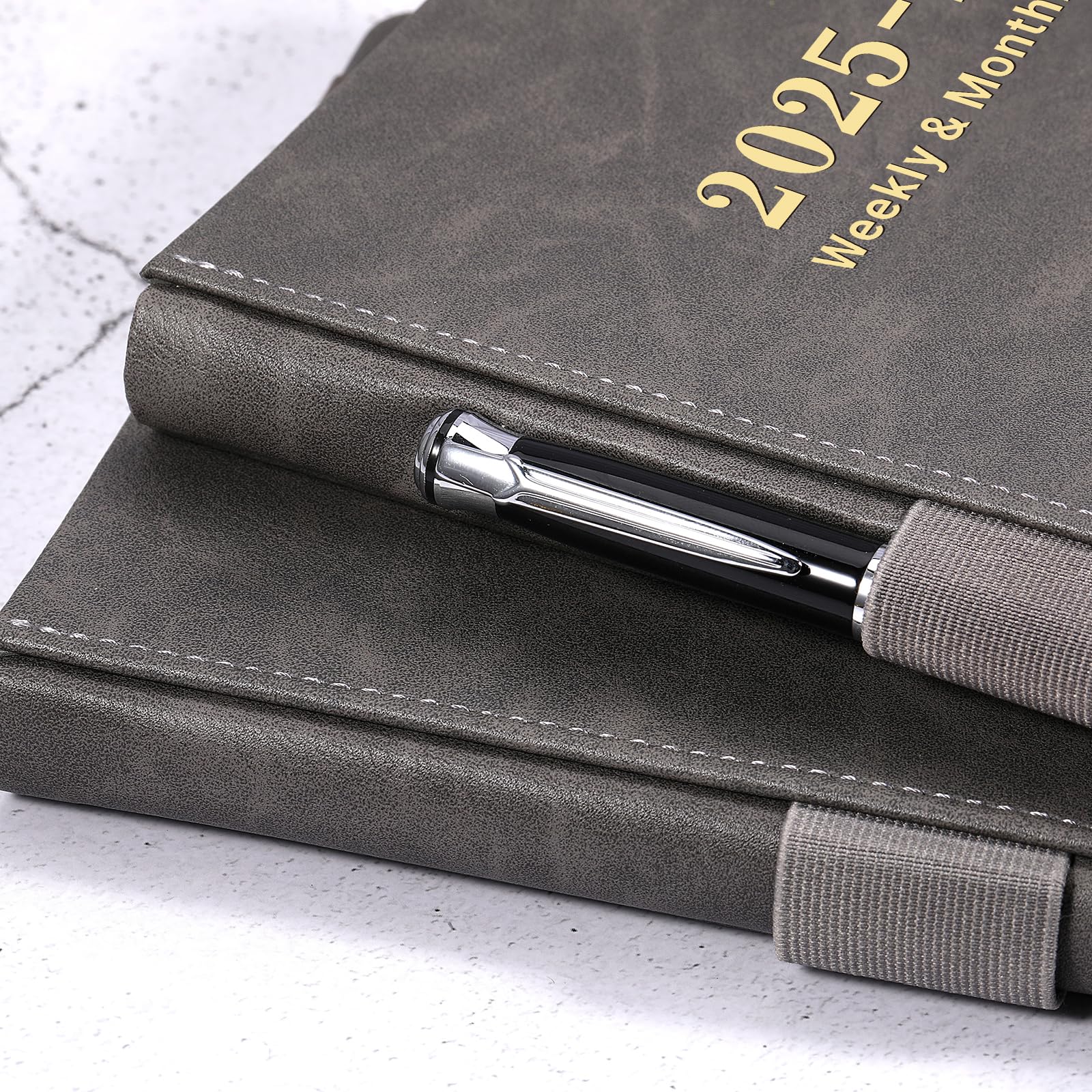 2025-2026 Academic Planner - A5 Weekly & Monthly Diary from July 2025 to June 2026 | 14.6 x 21 cm Grey Organizer with Pen Holder, Inner Pocket & 40 Notes Pages | Perfect for Students, Professionals & Office Use