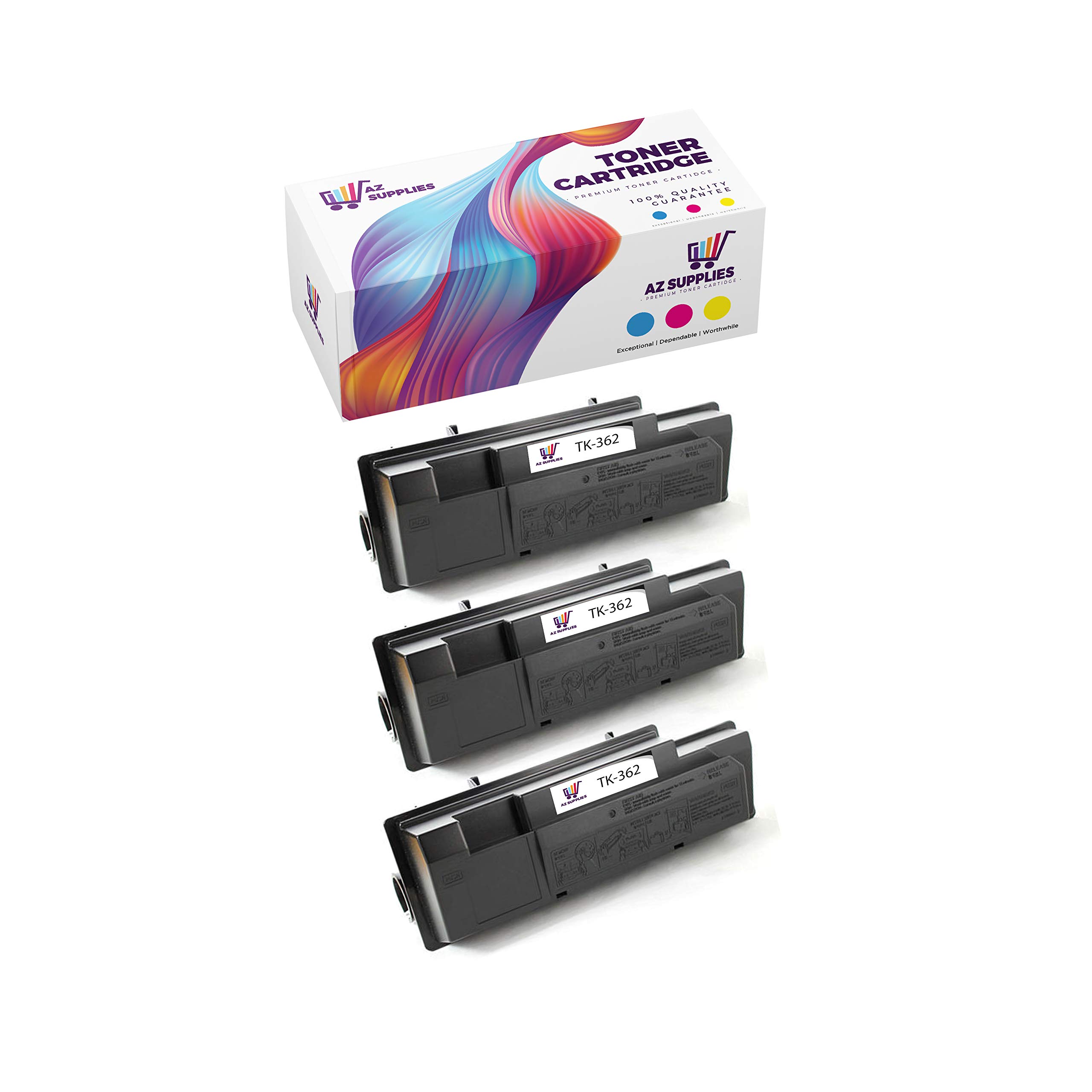AZ Supplies Compatible Toner Cartridge Replacement for Kyocera-Mita TK-362 FS-4020DN - 3 Pack Black | High-Yield Printing for Office & Home Use