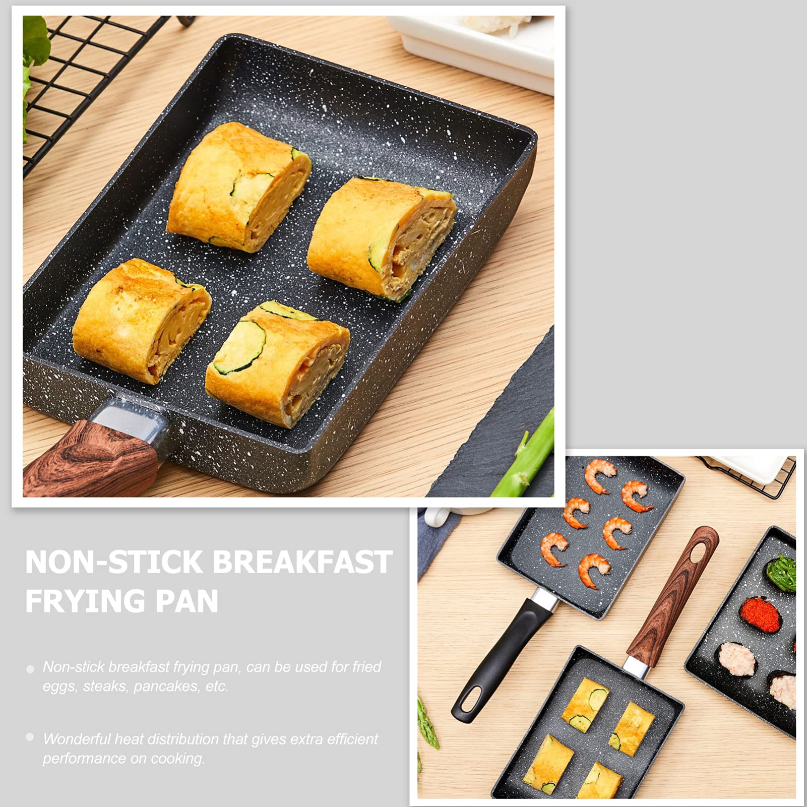 **Hemoton 1-Piece Nonstick Square Tamagoyaki Pan - Mini Frying Skillet for Steak, Eggs & Breakfast - Induction Cooktop Compatible Iron Griddle - Perfect for Japanese Omelette, Pancakes & Cooking at Home**