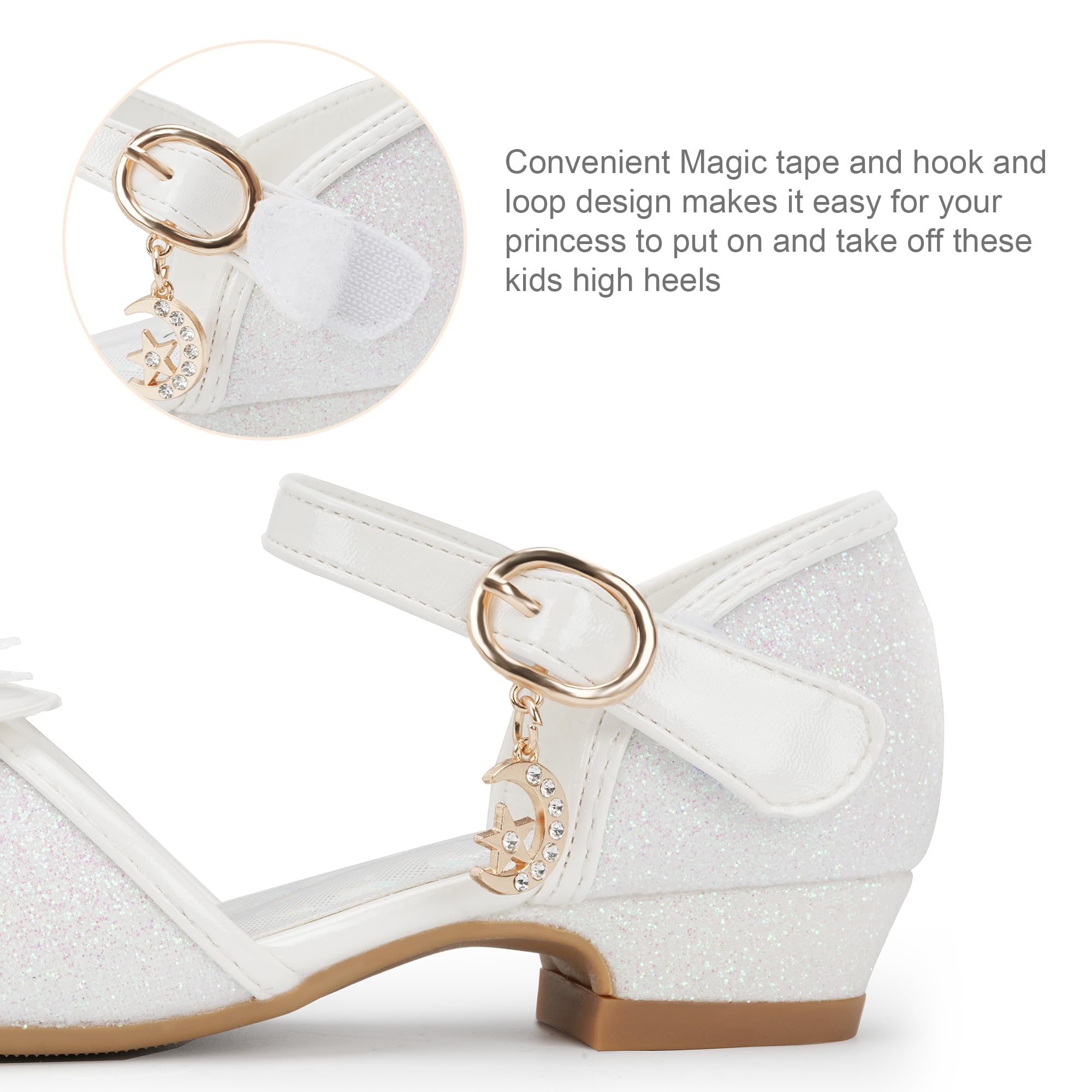 Stelle Girls' High Heel Dress Sandals with Princess Bow - Toddler Party & Wedding Shoes for Special Occasions | Perfect for Flower Girl, Birthday Celebrations & Formal Events