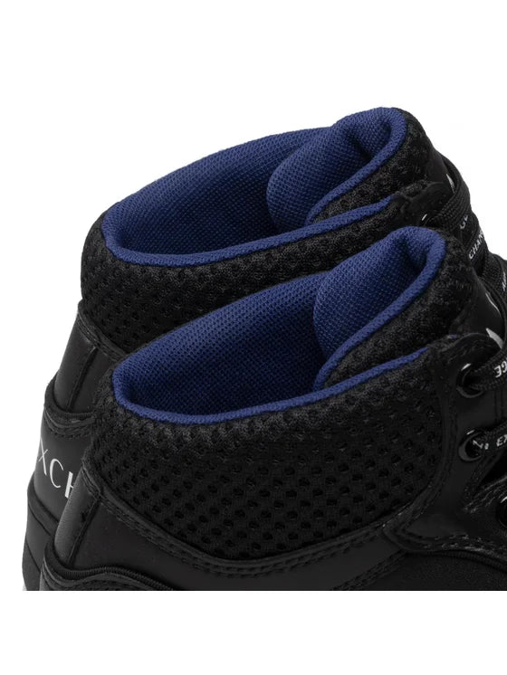 Armani Exchange Men's Hi-Top Black Sneakers - Stylish & Comfortable for Casual Wear, Running & Gym Workouts