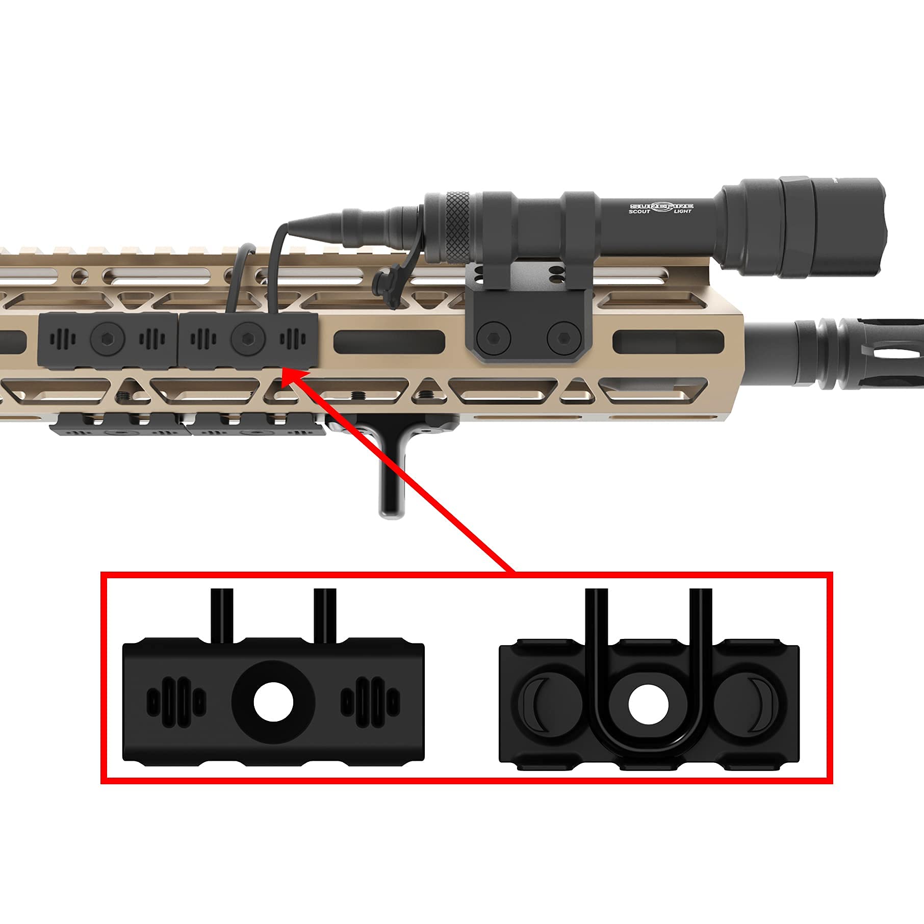 MLok Remote Switch Cable Organizer - Pack of 6 | Durable Cable Management Tape for Firearms & Tactical Gear | Perfect for AR15, Hunting & Shooting Range Accessories