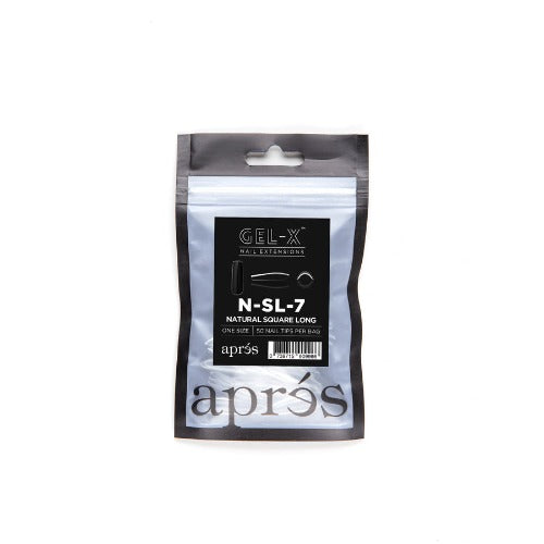 Apres Gel X Refill Tips - 50pc Natural Long Square Nail Tips for Salon & DIY Manicures - Perfect for Gel Extensions & At-Home Nail Art