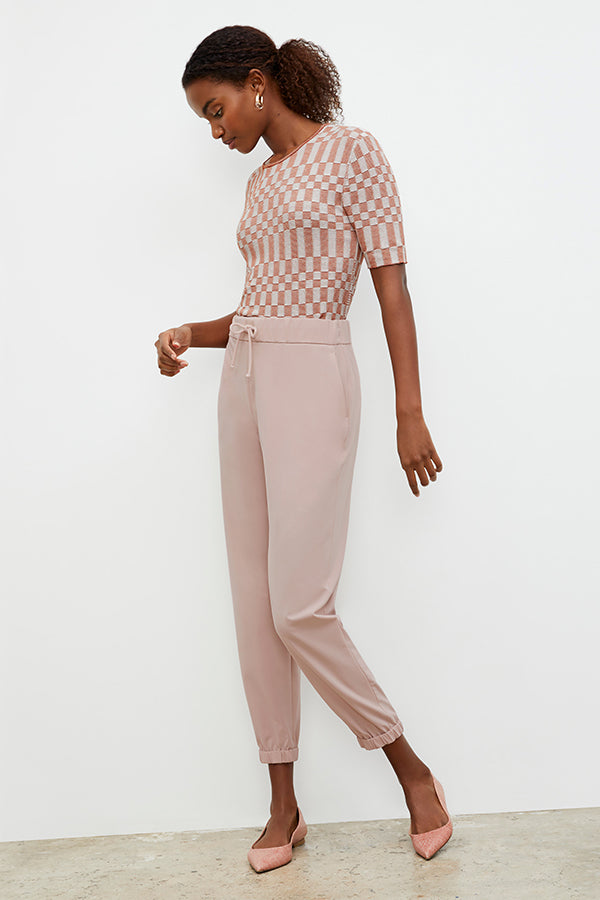 Delaney Jogger Pants for Women - OrigamiTech Stretch Fabric in Blush Pink | Comfortable Lounge & Workout Joggers for Yoga, Running & Casual Wear