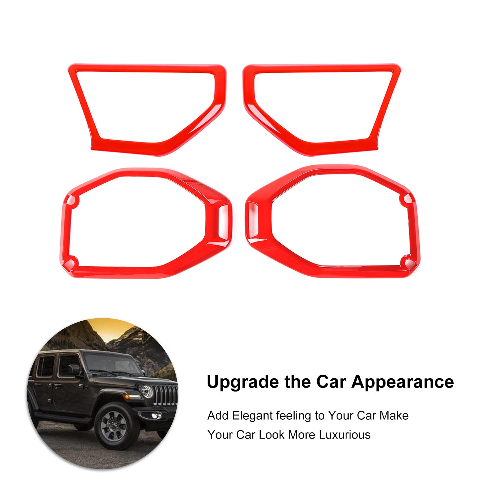 Jeep Wrangler JL JLU & Gladiator JT 2018-2022 Red Pillar Speaker Trim Cover & Roof Speaker Audio Trim Ring Kit - Interior Accessories Upgrade for Enhanced Car Audio & Stylish Decoration - Perfect for Off-Road Adventures & Daily Commuting