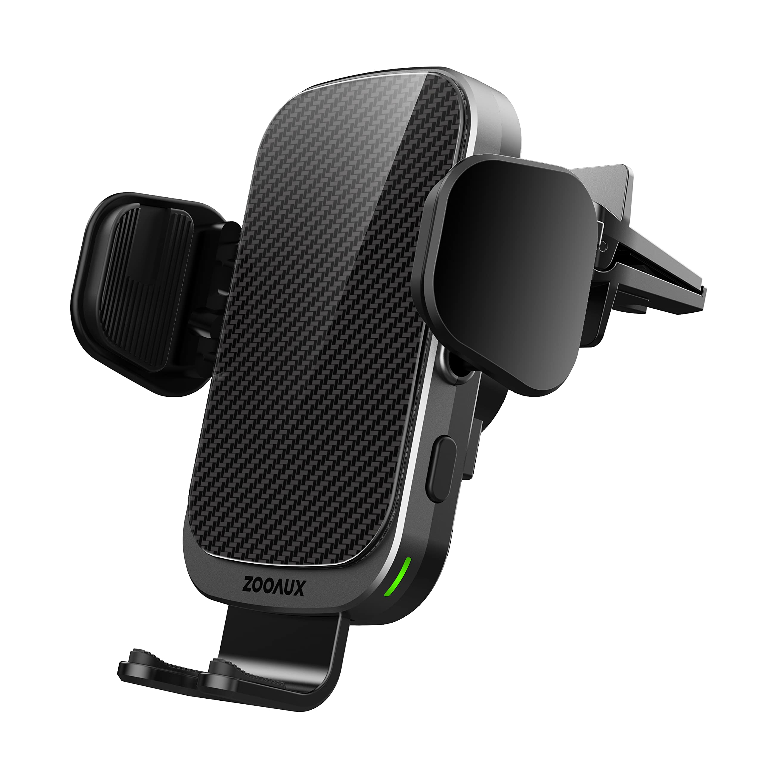 ZOOAUX 15W Fast Wireless Car Charger Vent Mount - Auto-Clamping Phone Holder for iPhone 15/15 Pro/14/13/XR/XS/X/8 & Samsung S24/S23/S22/S21/S10 - Secure Hands-Free Charging While Driving (Grey)