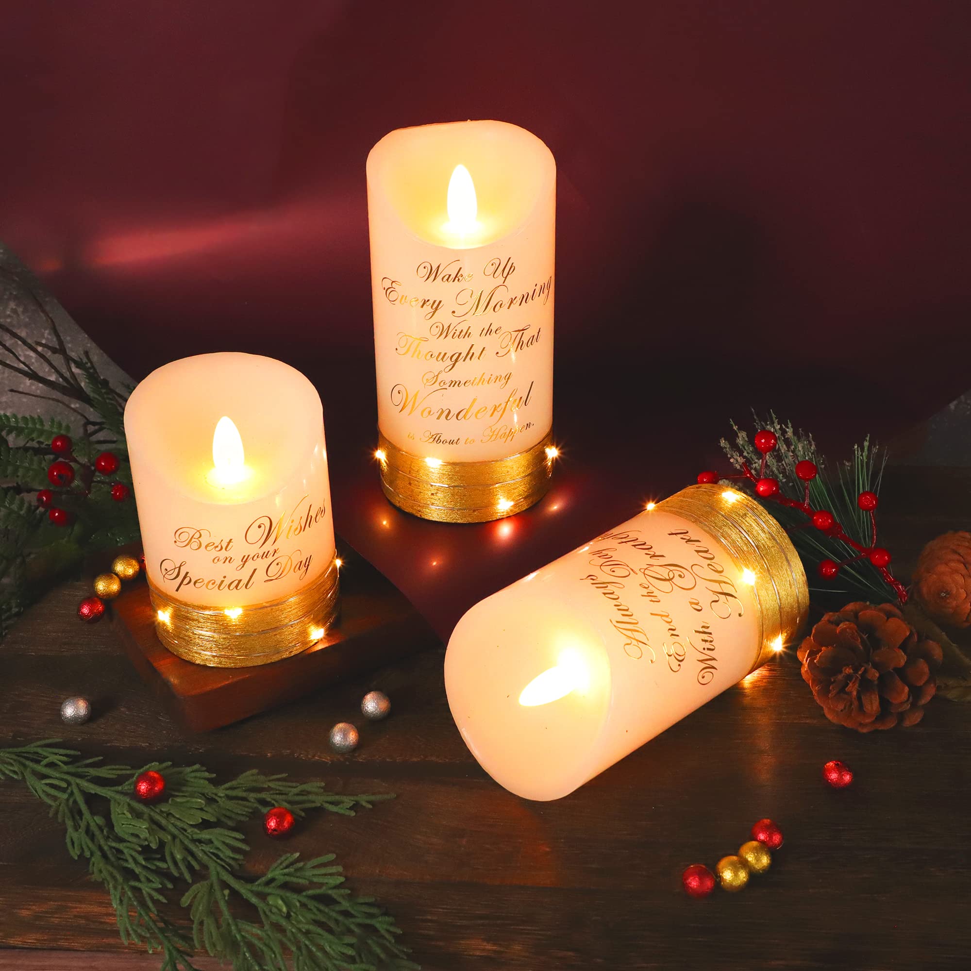 Flameless LED Candles with Timer & Remote Control - Set of 3 Battery Operated Flickering Candles for Home Decor, Wedding Centerpieces, Romantic Dinner Ambiance, and Holiday Lighting