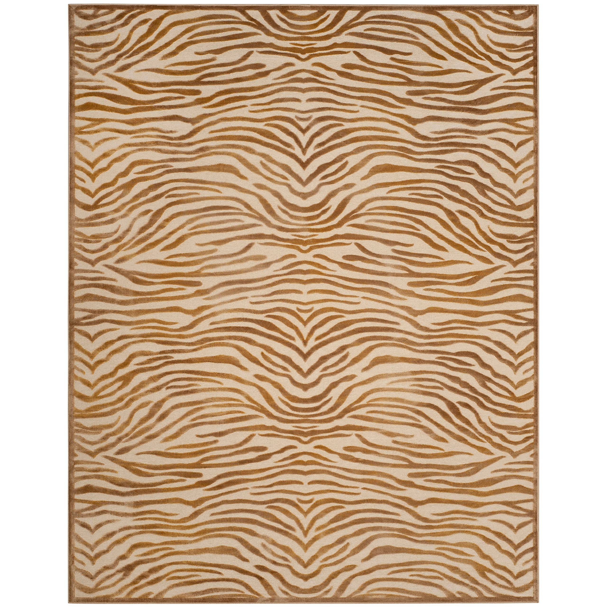 MARTHA STEWART x SAFAVIEH 8' x 10' Taupe/Cream Area Rug - Soft Viscose MSR74305 for Living Room, Dining Room & Bedroom | Plush Floor Covering for Home Decor & Comfort