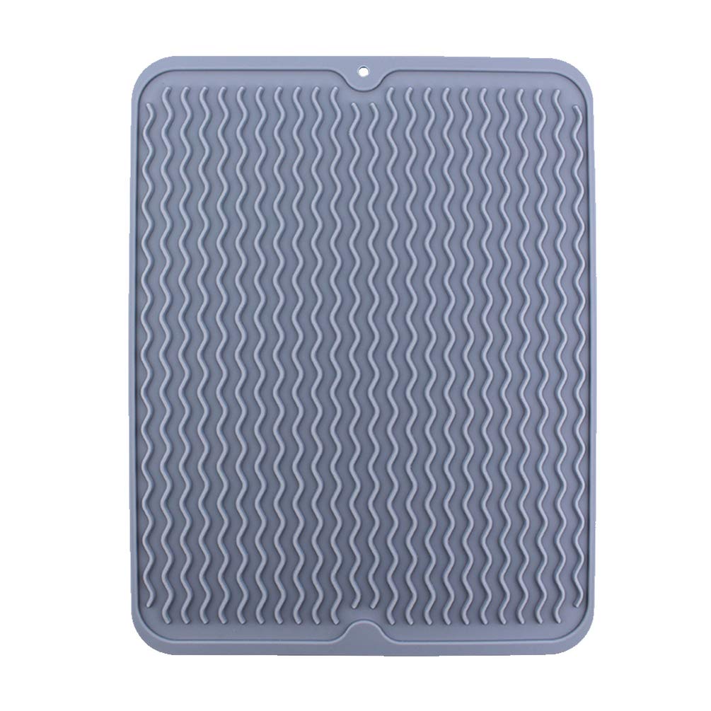 Premium Silicone Dish Drying Mat & Tea Set Placemats - Heat-Resistant Wave Pattern Table Mats for Kitchen, Restaurant, Cafe (Gray, Round) | Perfect for Hot Pots, Tea Service & Dining Protection