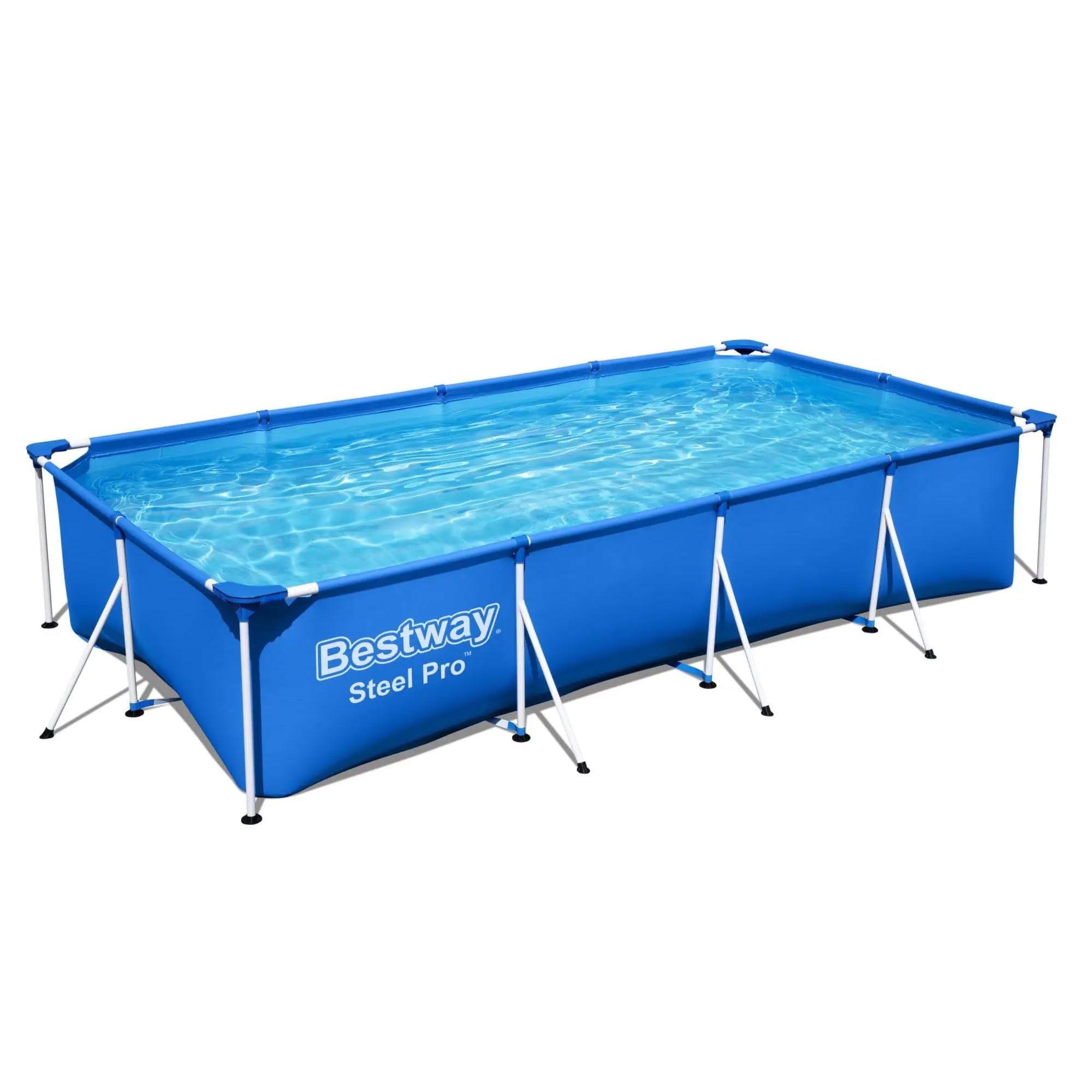 Bestway Steel Pro 13ft x 32in Rectangular Above Ground Outdoor Pool - Heavy Duty Steel Frame & Vinyl Liner - 1,506 Gallon Capacity - Perfect for Backyard Fun, Family Gatherings & Summer Cooling - Blue