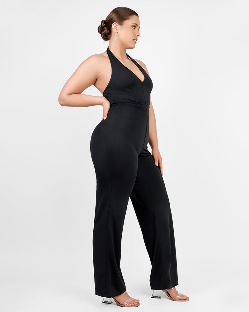 Slimming Halter Neck Jumpsuit for Women - Ultra Sleek Body Shaping One-Piece Outfit | Perfect for Parties, Date Nights & Special Occasions