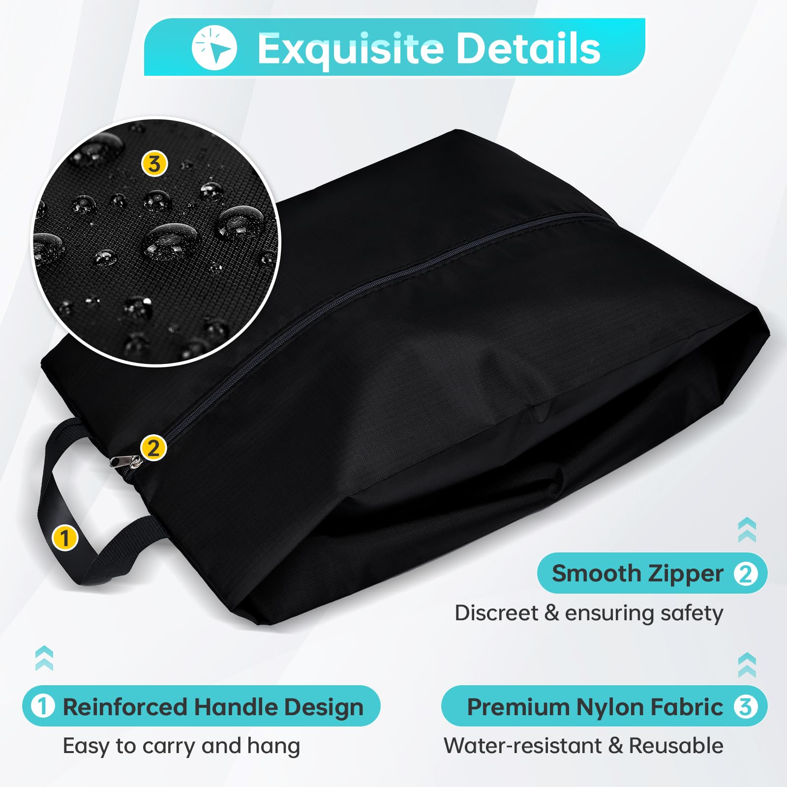 Waterproof & Dustproof Shoe Bags for Travel - 3 Pack Reusable Shoe Storage Organizers for Suitcase, Gym & Airplane - Essential Travel Accessories for Women & Men (Small/Medium/Large) | Perfect for Packing Shoes, Protecting Luggage & Keeping Clothes Clean
