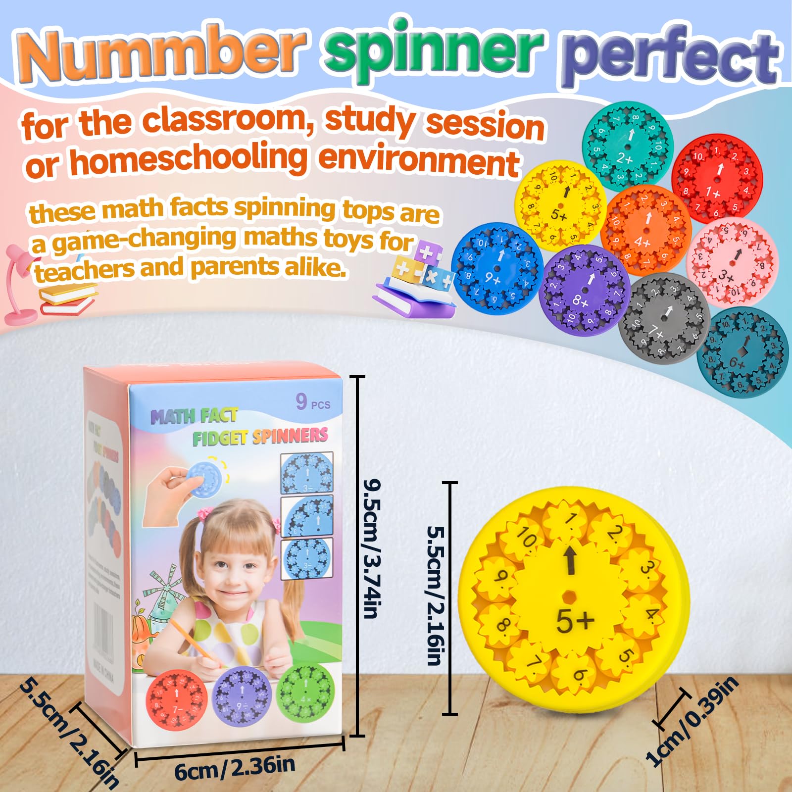 Vibbang Math Fact Fidget Spinners - Educational Anxiety Relief Toys for Kids | Interactive Learning Tools for Addition & Subtraction Practice | Classroom, Homeschool & Stress Relief Use