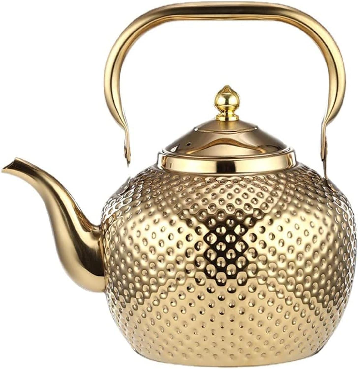 SANQIAHOME 2000ml Stainless Steel Teapot with Infuser - Gold Induction & Gas Stove Compatible Tea Kettle - Perfect for Home, Office, and Tea Ceremonies