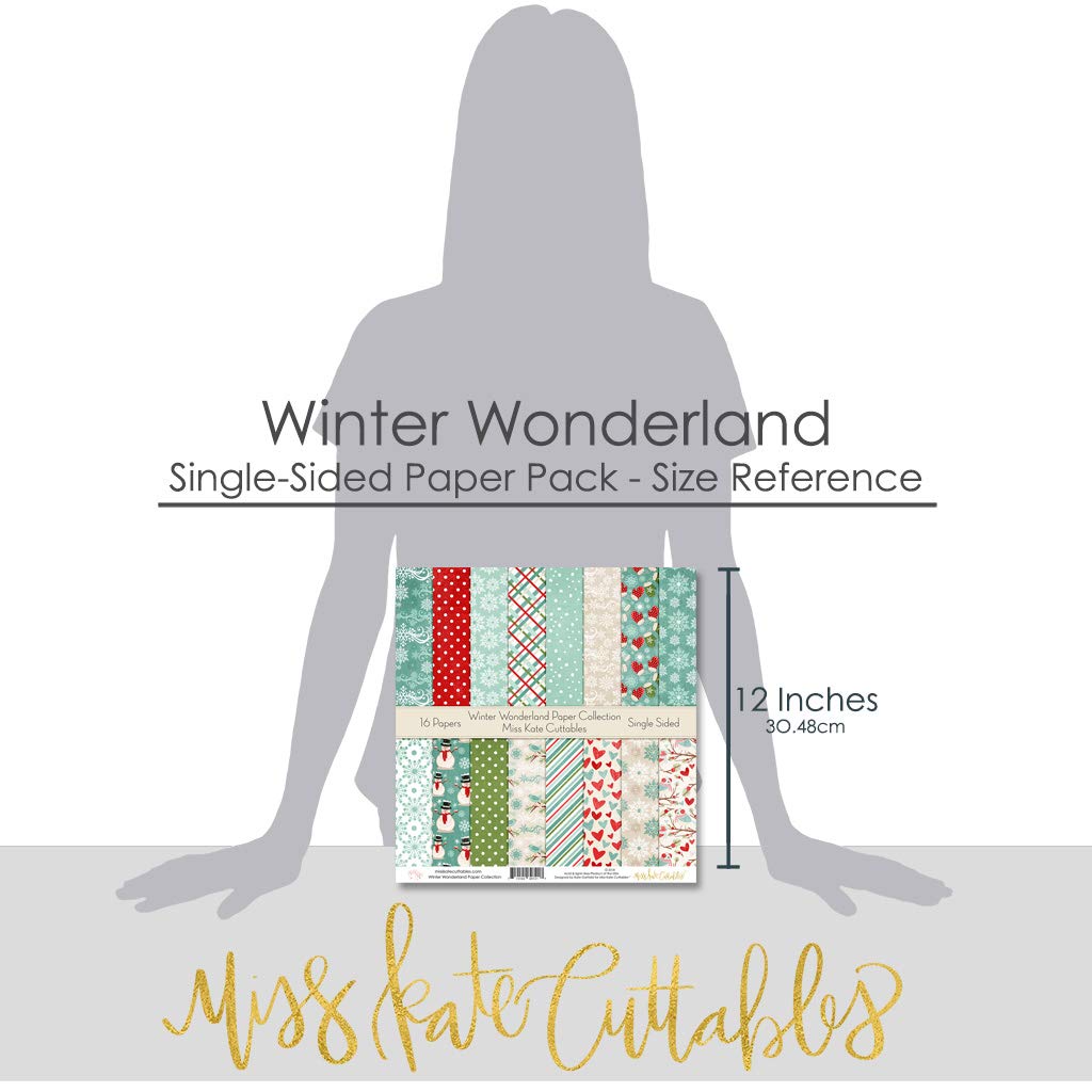 Winter Wonderland Scrapbook Paper Pack - 16 Sheets 12x12 Single-Sided Patterned Specialty Paper for Card Making & DIY Crafts - Miss Kate Cuttables | Perfect for Holiday Scrapbooking, Gift Wrapping & Home Decor Projects