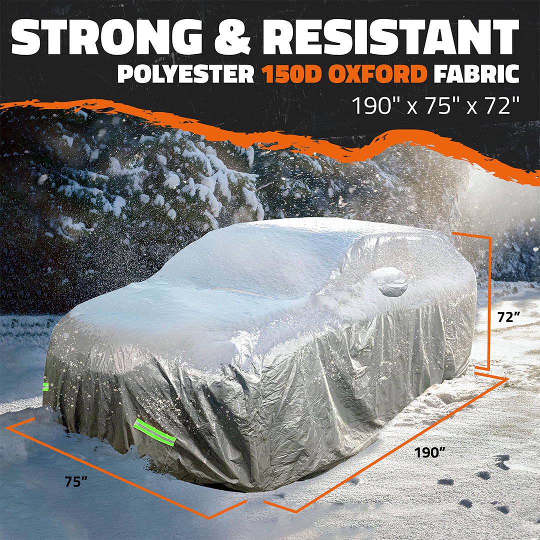 Premium Waterproof SUV Car Cover - Heavy Duty Polyester Material for All-Weather Protection - Ideal for Outdoor Parking & Long-Term Vehicle Storage