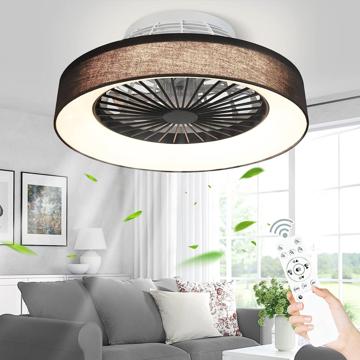 DLLT 18/22 Inch Flush Mount Ceiling Fan Remote Control Replacement - Infrared Starry Sky Fan Remote for Bedroom, Living Room & Office
