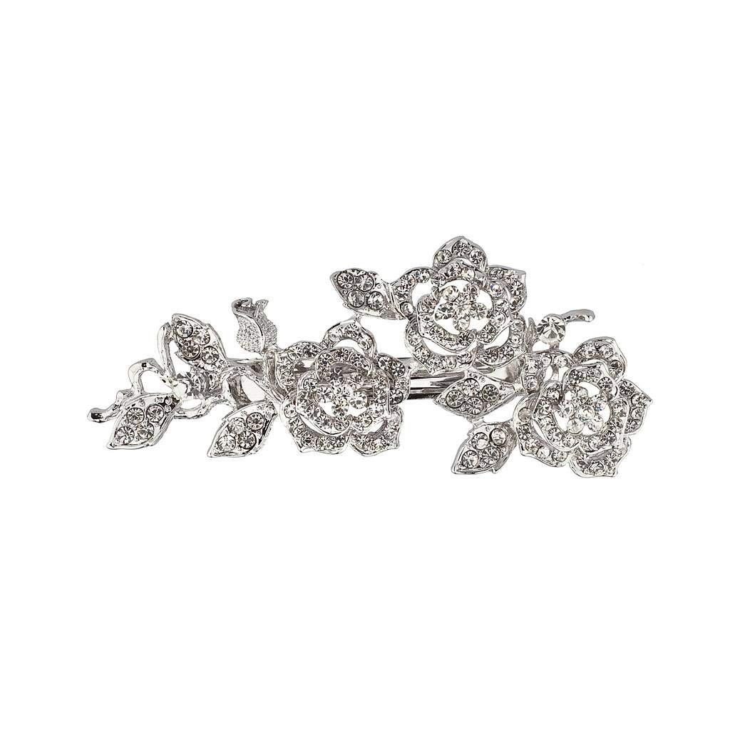 Crystal Rose Hair Clip for Bridal Wedding & Party Accessories