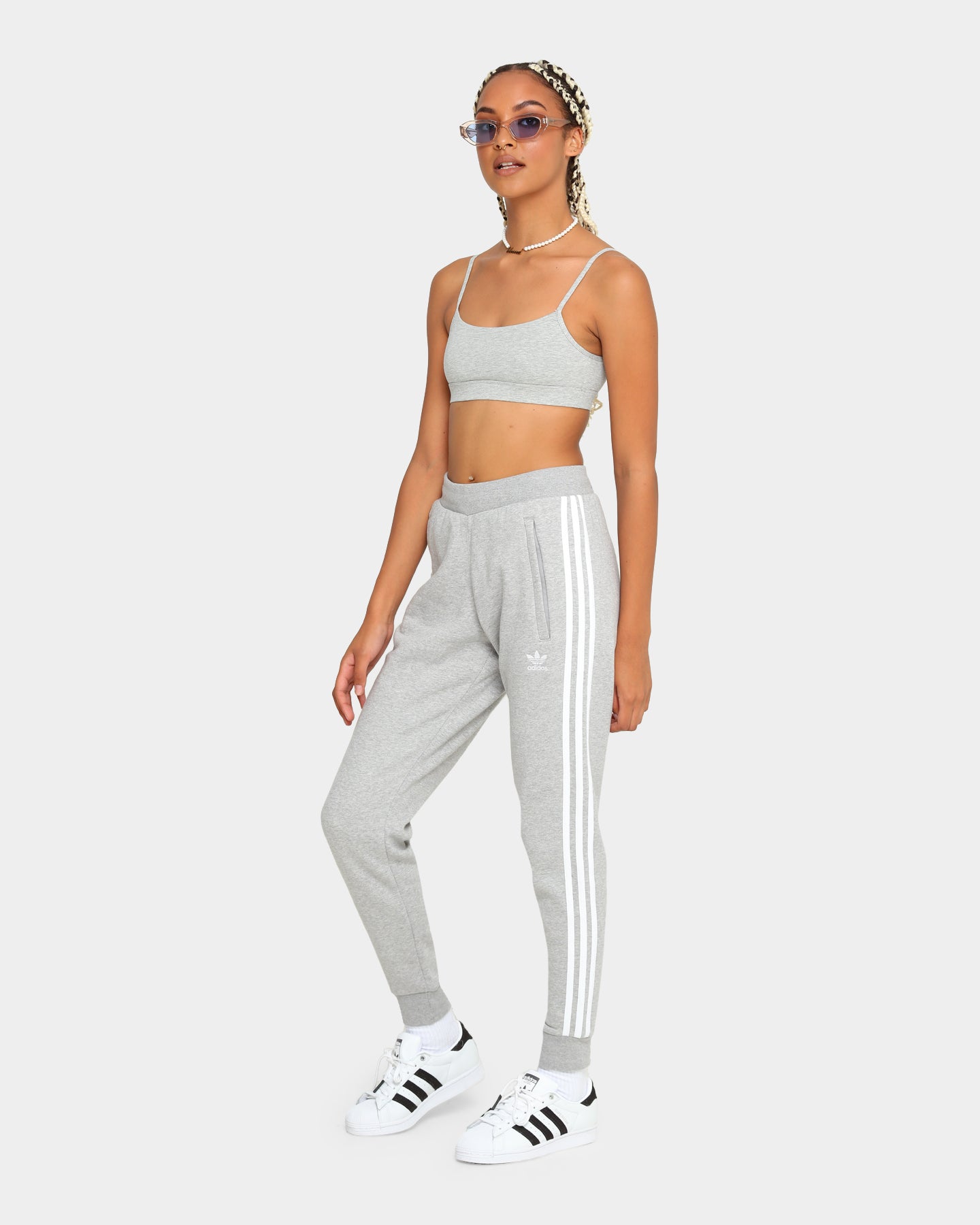 Adidas 3 Stripes Jogger Pants for Men - Grey Heather Sweatpants for Running, Gym & Casual Wear