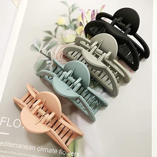 CHRRONEX 4PCS Matte Non-Slip Hair Claw Clips for Women - 3.5 Inch Semicircle Hair Clutchers for Thin to Medium Hair - Perfect for Workouts, Office, and Everyday Styling