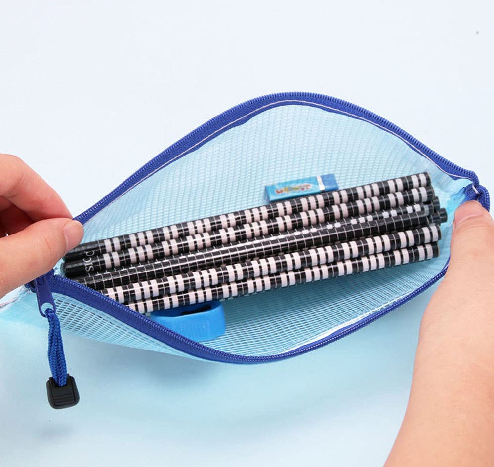 5PCS A6 Zippered Mesh Pouch - Waterproof Document Storage Bags for Office Supplies, Travel & Organization | Small Zipper Envelope File Folders for School, Home & Business Use
