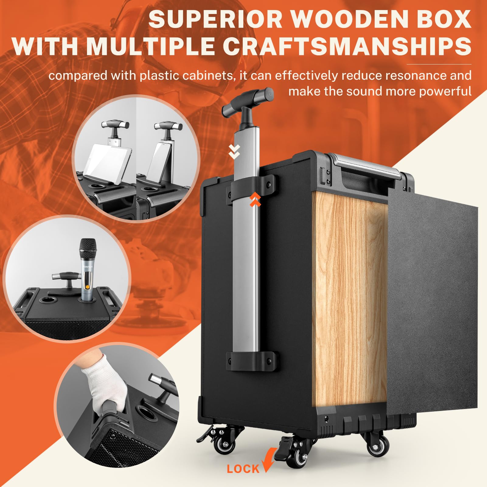 FTSK10-3 10-Inch 3-Way PA System with Bluetooth - Rechargeable Karaoke Speaker with Wireless Crystal Mic, Supports Guitar/USB/FM/AUX/TWS - Perfect for Home Parties, Outdoor Events & Live Performances