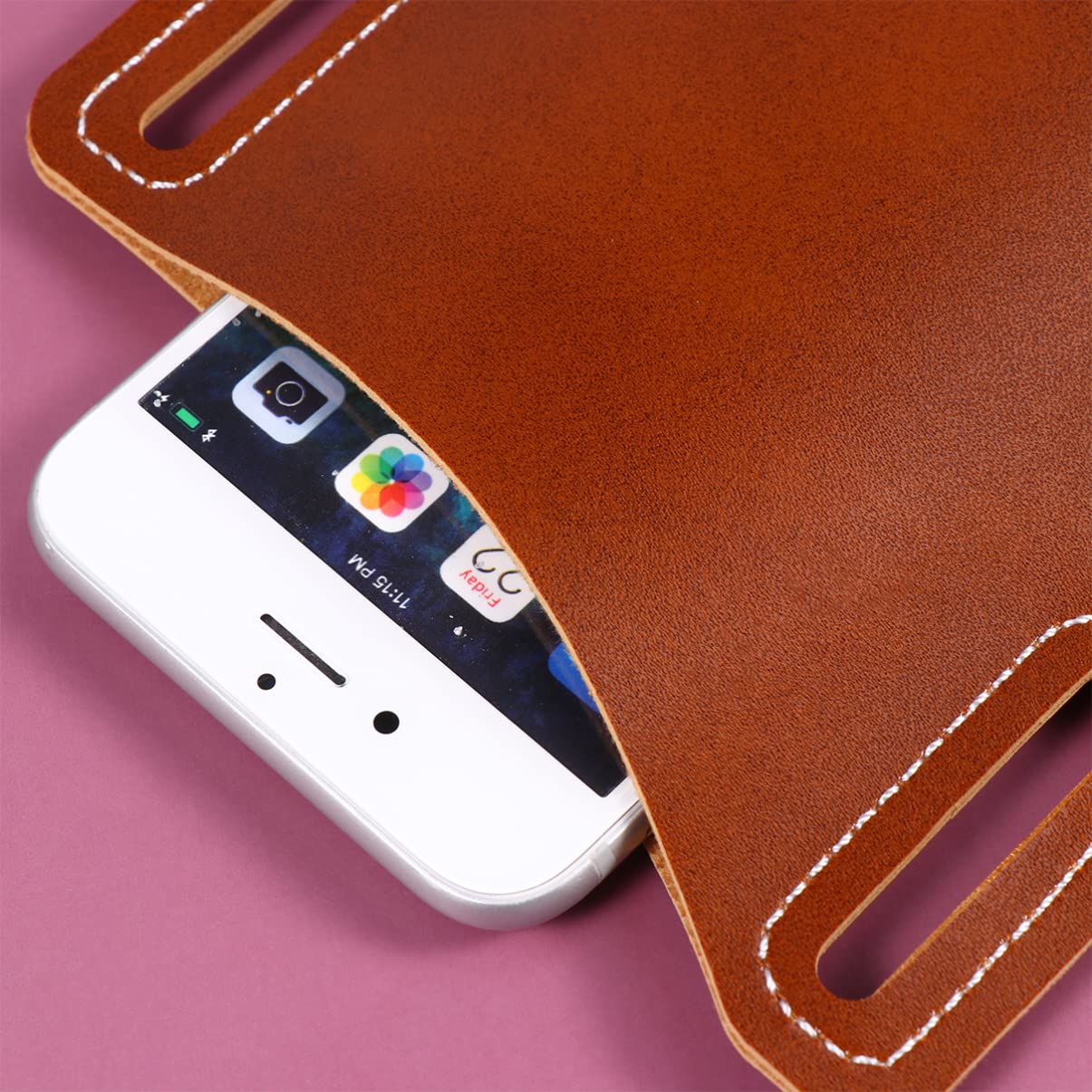 Premium 2-Pack Genuine Leather Phone Pouch for Men - Universal Belt Clip Cell Phone Case, Waist Pack & Fanny Pack - Ideal for Travel, Hiking, and Everyday Use
