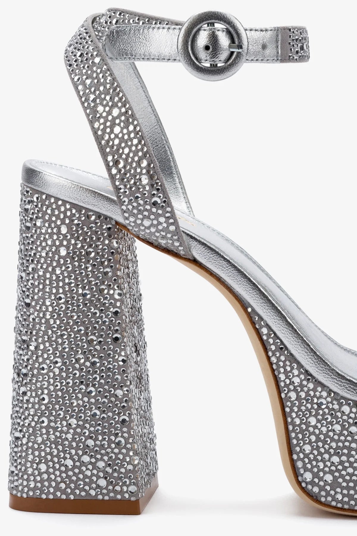 Gray Suede Dolly Crystal Sandal - Elegant Women's Summer Sandals for Beach, Wedding & Casual Outfits